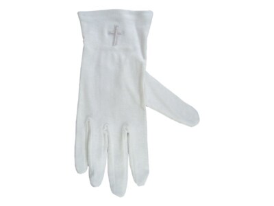 GLOVES-WHITE CROSS COTTON-LARGE