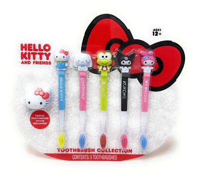 Hello Kitty and Friends Toothbrush Collection + Travel Cover, 5 Count