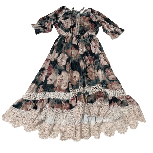 Joyfolie Arella Floral Lace-Trimmed Dress Size 14 in cool watercolor green/pink - Picture 16 of 18