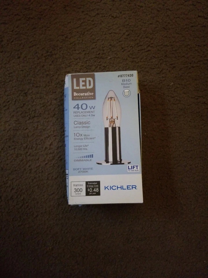 Kichler Decorative Collection 40-Watt Clear B10 LED Bulb w/Standard Base - NEW - Image 2 of 2
