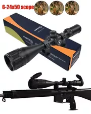 Sniper 6-24x50 AOL Long Range Rifle Scope RGB-Illuminated W/ Zero W/E Adjustment