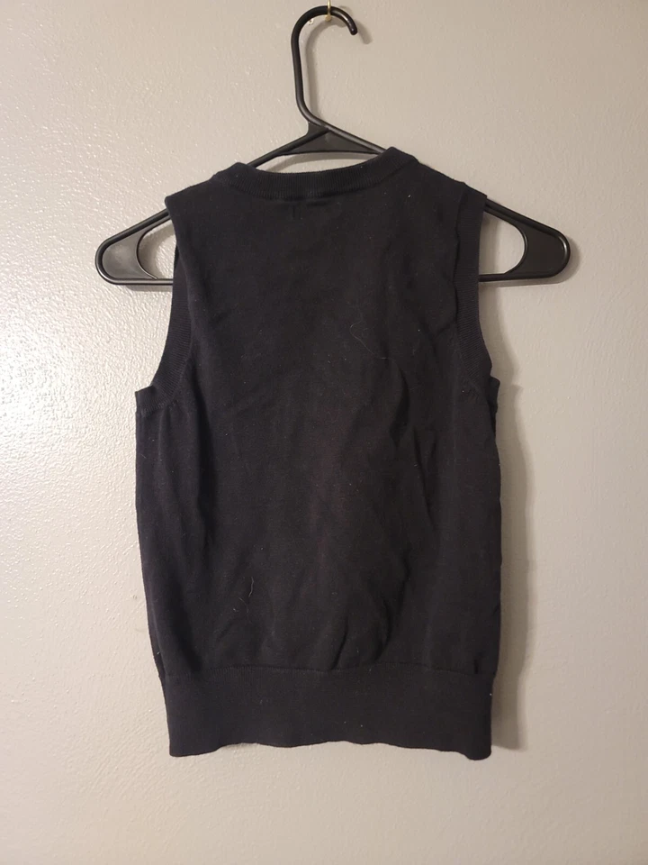 Suéter Argyle negro azul marino antiguo para niños talla S 100 % algodón Foto 2 de 4