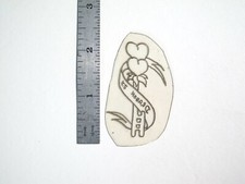vtg 1960s 70s Tattoo Flash acetate stencil Two Hearts on Key signed v2 HAR2