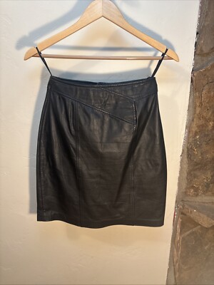 Vintage Black Leather Skirt Out Of Bounds High Waist