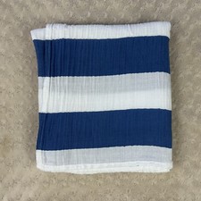 Cloud Island Wide Blue White Stripes Baby Swaddle Blanket Muslin Cotton