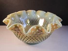 HUGE VTG Fenton Aqua Opal Hobnail Carnival Glass Punch Bowl Top