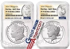 2024 S Proof Morgan & Peace Proof Dollar 2 Coin Set NGC PF70 First Day GACC SHOW