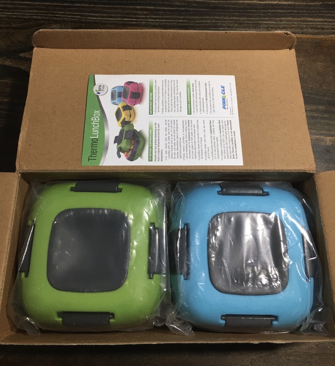 Set Of 2 Green/Blue PINNACLE Insulated Thermo Lunch Box