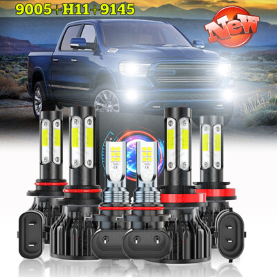 For 2016-2018 RAM 1500 2500 3500 - 6x Led Headlight Hi/Lo Beam + Fog