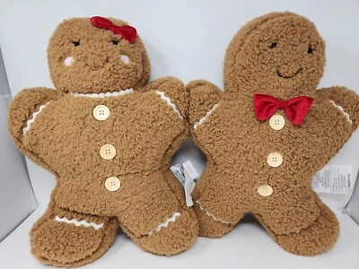 Cupcakes & Cashmere Gingerbread Boy & Girl Pillows Christmas Holiday Decor New - Image 1 of 4