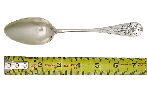 Antique 1800s Silver Serving Spoon Marked 13 1/4 And Is 8 1