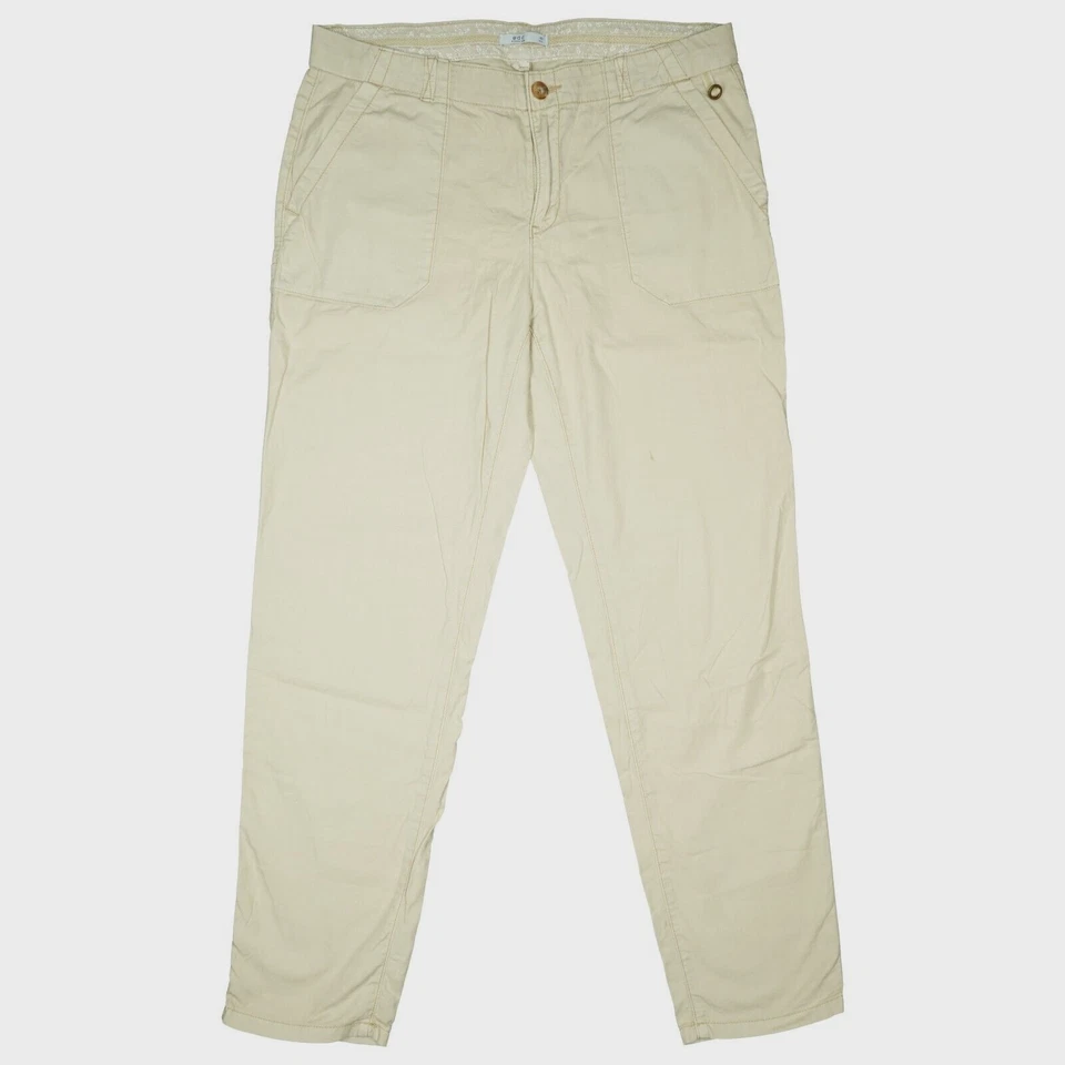 edc ESPRIT Damen Jeans Hose Cargo Stoff mid Rise straight 40 W31 L30 beige dünn - Bild 1 von 4