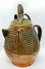 1 Gallon + Large Tepache Pitcher Pineapple w/ Lid Redware Mexico 13" Tall EUC