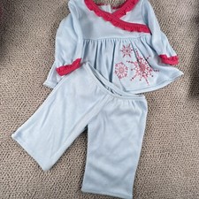 NBW American Girl Bitty Baby Blue Snowflake Pajamas Girls 4/5 Blue Tone Soft