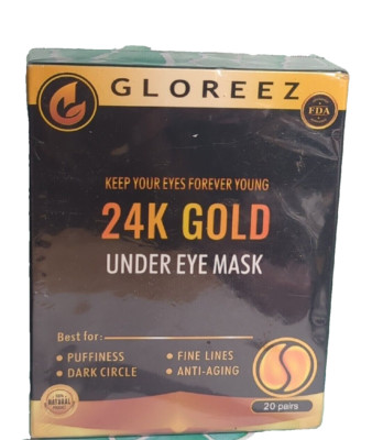 24K gold eye mask 20 PAIRS Anti Aging, Puffiness Gloreez  exp 10/2024