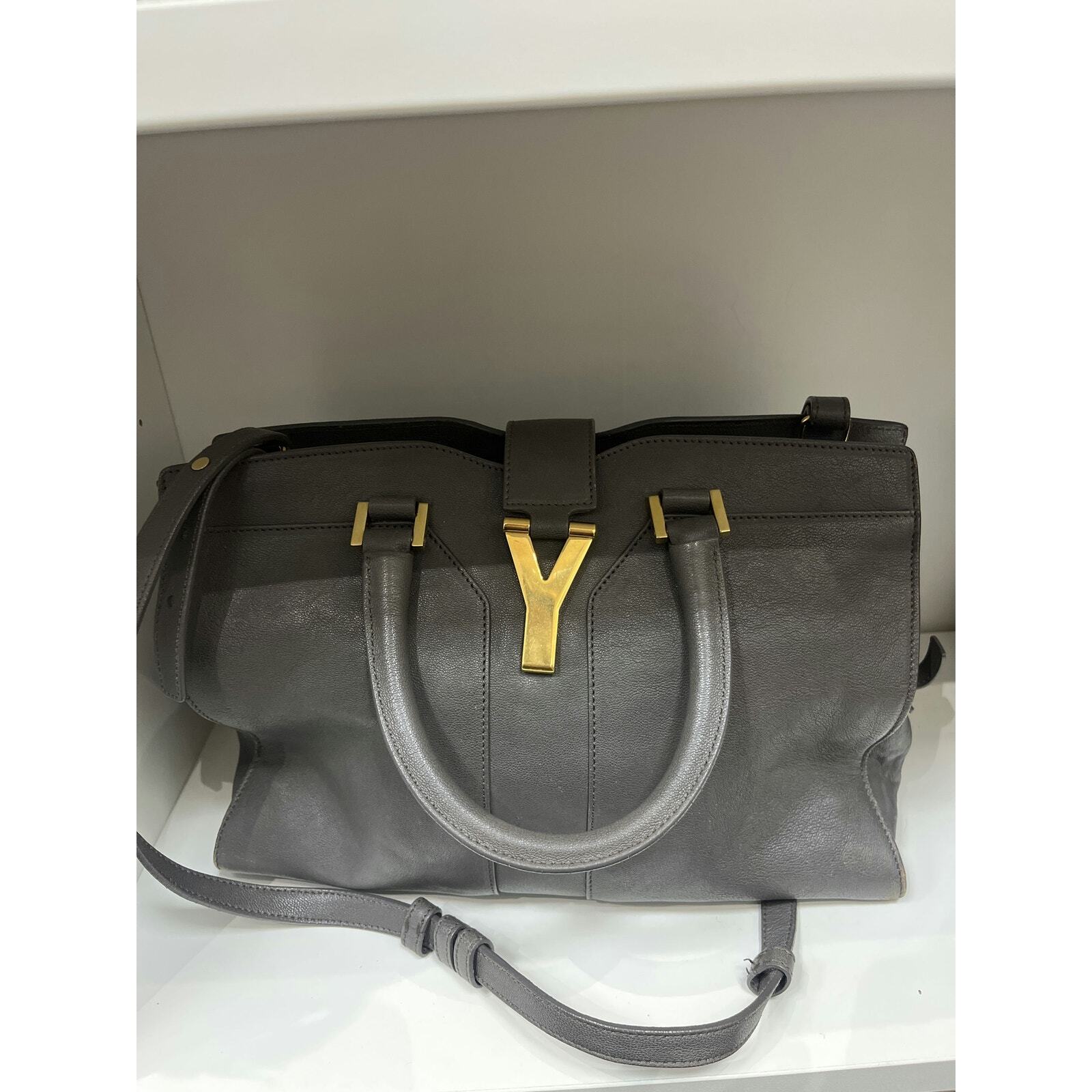 Saint Laurent Y Ligne Borsa a tracolla in pelle grigia