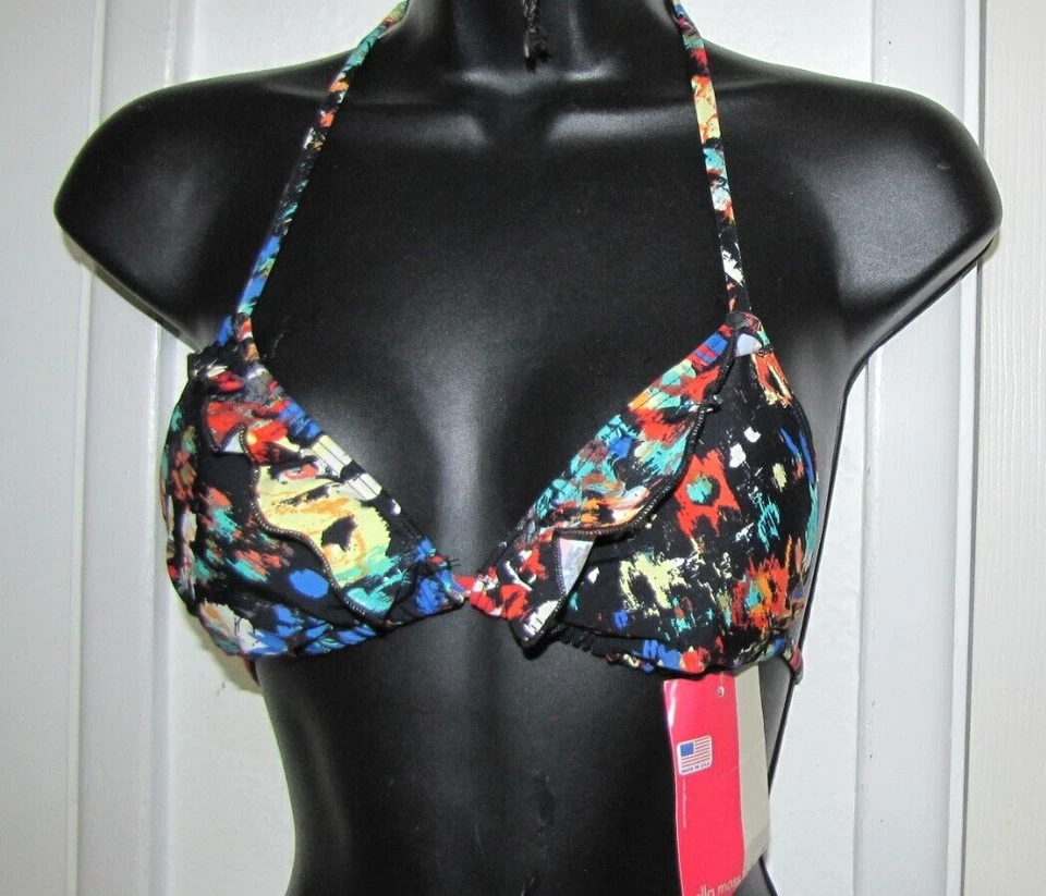 NWT Ella moss isla bikini swimsuit 2 pc.String tie-top Bow-bottom Red/black XS - Image 3 of 4