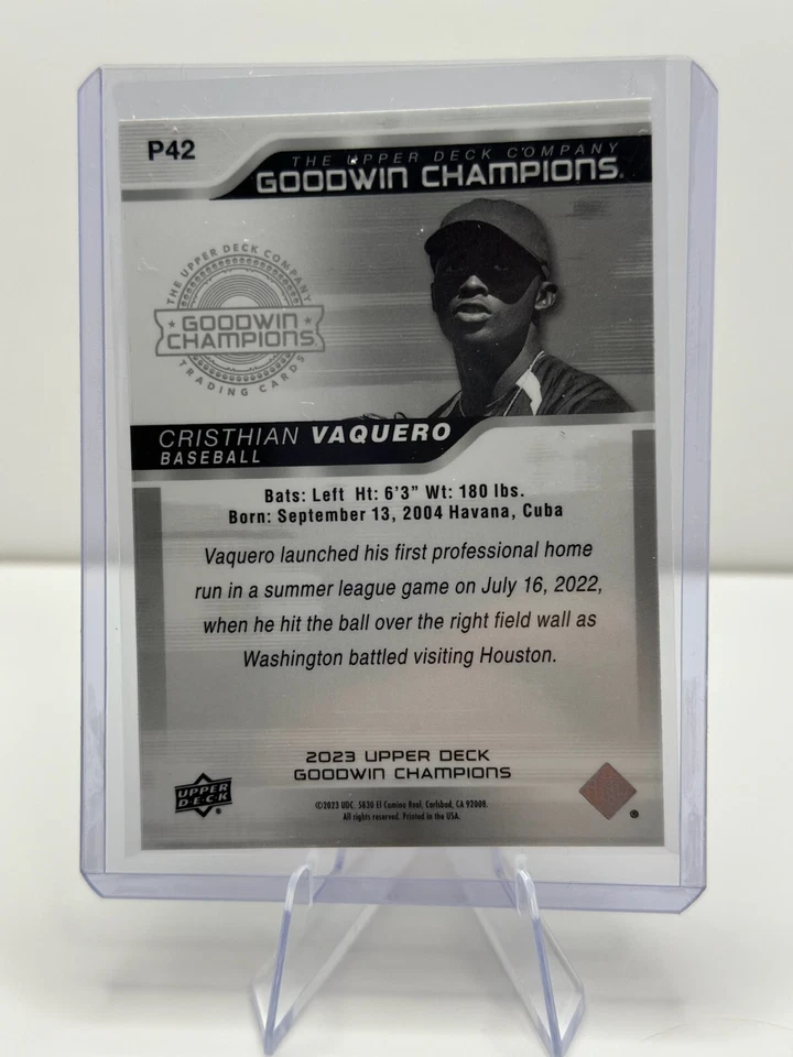 2023 Upper Deck Goodwin Champions Platinum #P42 Cristhian Vaquero - Image 2 of 2