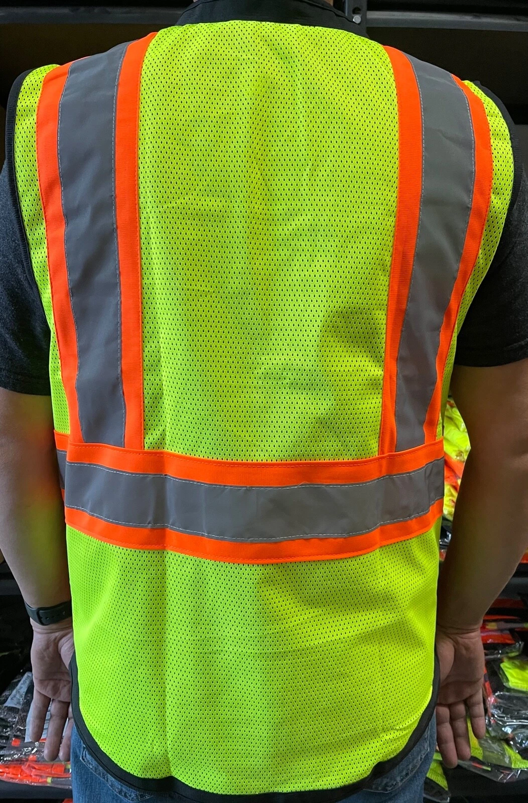 Surveyor RED/ Yellow Two Tones Safety Vest, ANSI/ ISEA  Photo ID Pocket #802-RD image 3