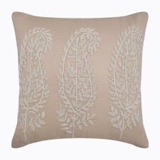 Couch Cushion Cover Beige 16"x16", Sofa Decor Cotton - Linen  Paisleys