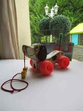 23 ⚜️ Ancien Jouet Le Chien Little Snoopy Fisher Price En Bois Vintage Réf: 693