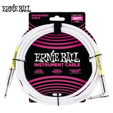Ernie Ball 6049 Ultraflex 10FT Straight to Right Angle Instrument Cable White