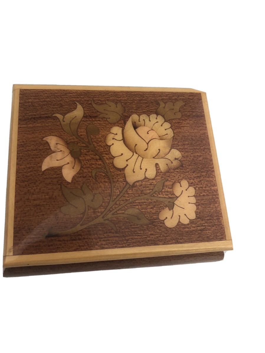 REUGE メカニカルミュージックボックス 花のインレイ Vintage Reuge Exquisite Wood Inlay Music Box to dream the