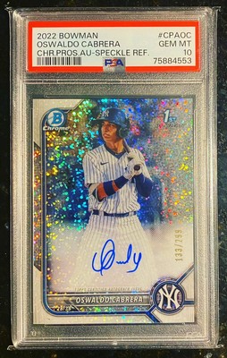 2022 Bowman Chrome Oswaldo Cabrera Speckle Refractor Prospect Auto 