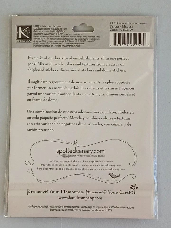 Lote de 11 conjuntos de adesivos para scrapbook K & CO (4 designs) tema escolar verde/branco novo na caixa - Imagem 3 de 4