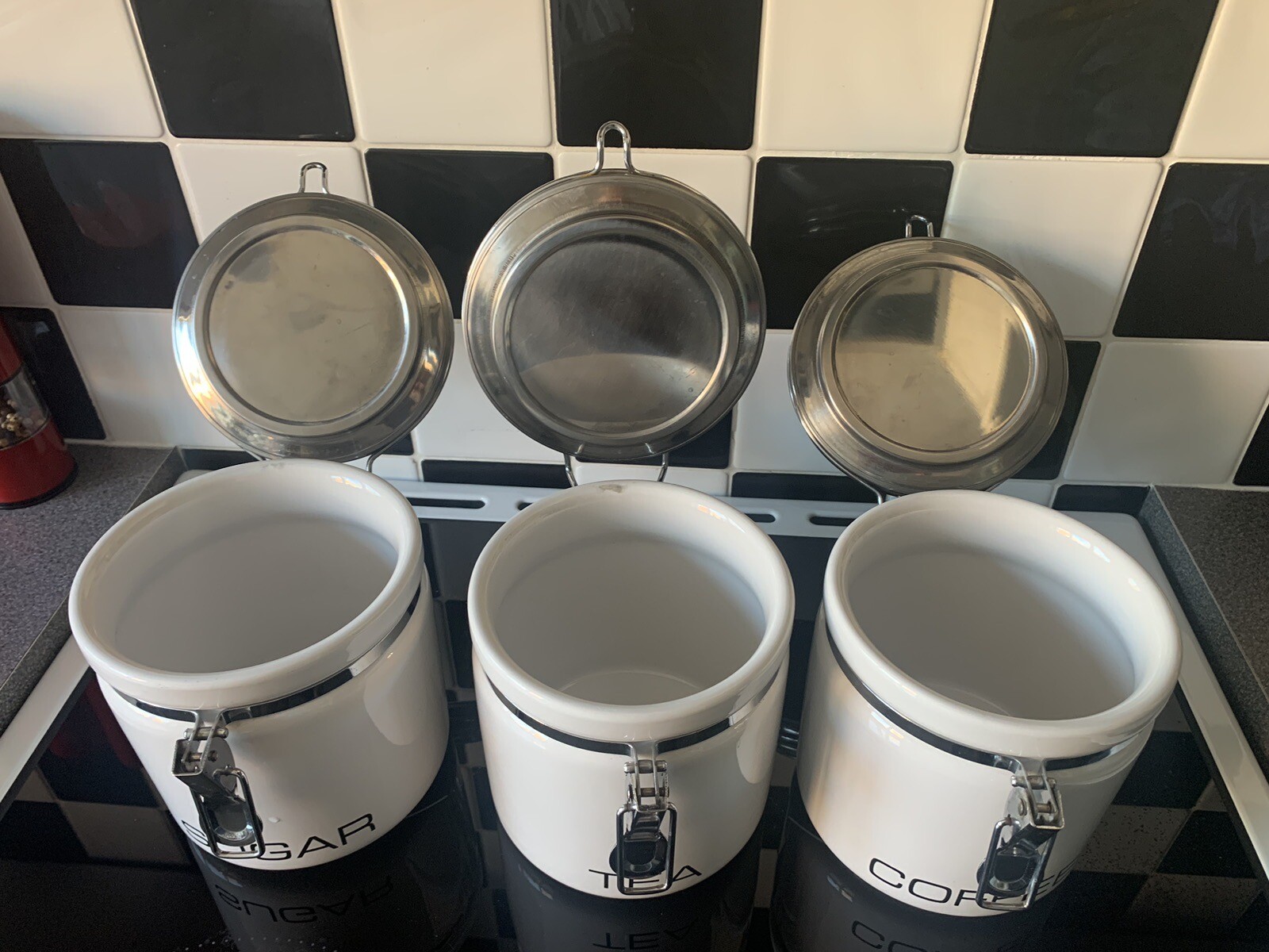 coffee tea sugar canister set white eBay