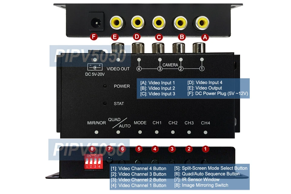 Conmutador de video premium de 4 canales con control remoto IR + adaptador USB DVR para PC Mac Foto 4 de 4