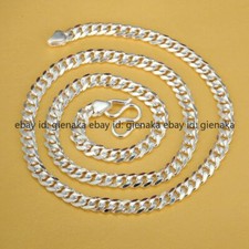 Pure 999 Fine Silver Chain Man's 10mm Wider Curb Necklace Link 28inch/150-155g