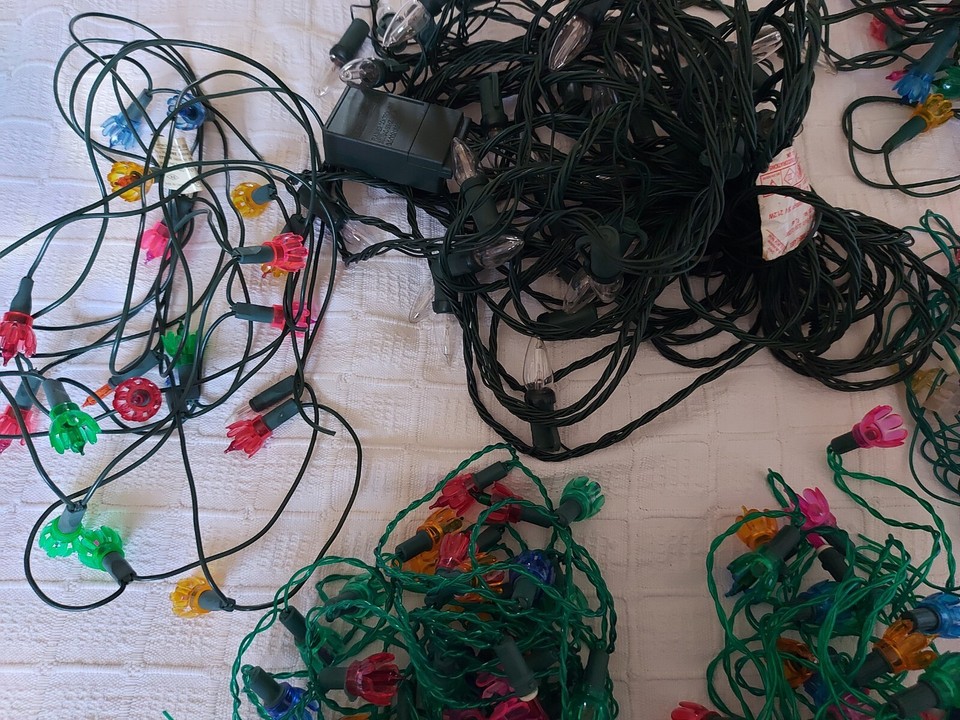 JOB LOT VINTAGE CHRISTMAS FAIRY LIGHTS SPARES OR REPAIR ONLY NOT