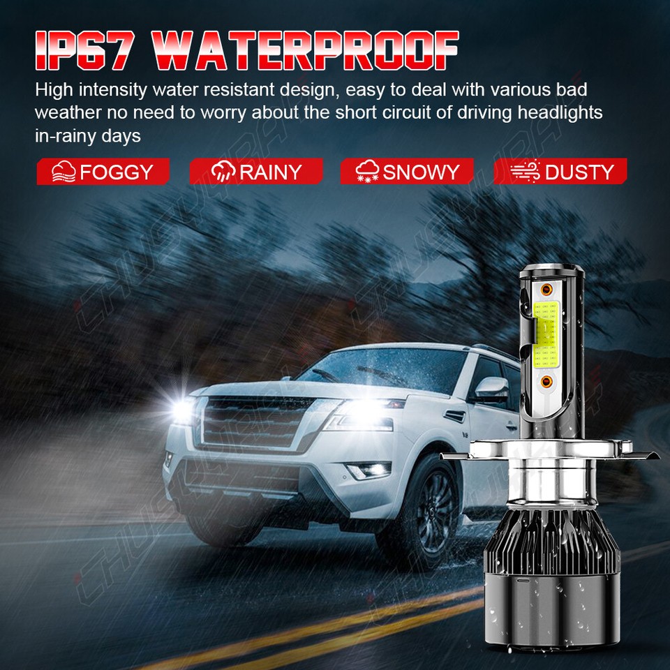 Kit Ampoules LED Phare H4 (9003) 200W - Blanc 6000K - Très Haute Luminosité (10000 Lumens) - Avec Ballasts