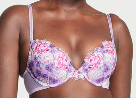 Victoria's Secret Dream Angels Push Up bra set embroidery purple floral 5Z5A