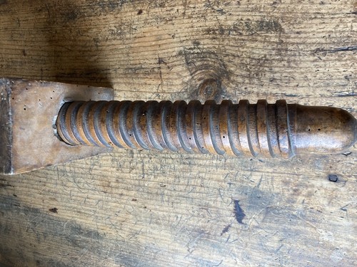 Antique primitive wooden screw / worm gear / carpenter's vice tool - Picture 12 of 15