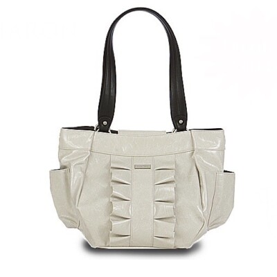 Miche Sharon Demi Shell Tuxedo Ruching Faux Leather Side Pockets Cream NEW