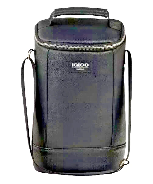 Igloo Luxe Black Beverage Tote Cooler Bag Insulated MaxCold Strap Travel NEW