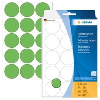 Herma 2275 Vielzwecketiketten Farbpunkte 32Mm Rund Papier Matt 480 StüCk GrüN