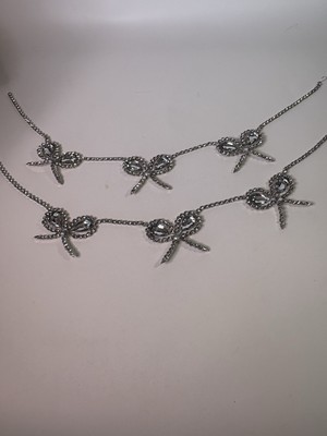 Mark Roberts Silver Jeweled Clear Rhinestone Swag Garland 38  Set of 2 Christmas
