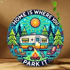 Vintage RV Camping Aluminum Wall Tin Metal Signs Home Décor 8x8 Retro Camper wit