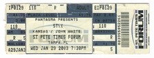 Styx Kansas John Waite 1/29/03 Tampa FL St Pete Times Forum Rare Ticket!