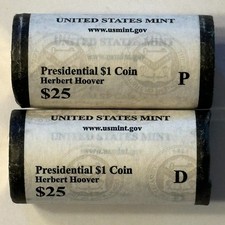 2014 P & D Herbert Hoover / United States Mint Wrap / $25 Mint Rolls