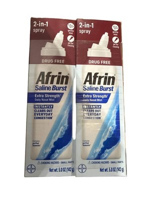 2-Pack Afrin Saline Nasal Spray 5oz Extra Strength Sinus Congestion Relief