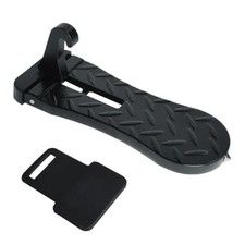 Car Door Step with Latch Protector, Extended Foldable Aluminum 1 pack Black