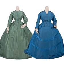 1860s Rococo Day Dress Victorian Edwardian Lady Afternoon Walking Costume