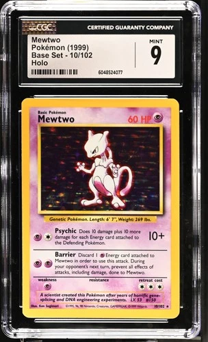 Mewtwo Holo Base Set 10/102 NM CGC 9 4077