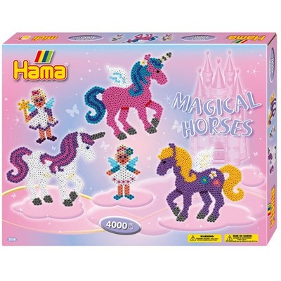 Hama Bügelperlen Geschenkset Pferde ca. 4000 Midi-Perlen Stiftplatten Pegasus
