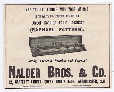 Nalder Bros & Co Elektroingenieure von Westminster - antike Werbung 1904