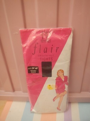 VINTAGE PRETTY POLLY FLAIR NEARLY BLACK TIGHTS HIPS 54''60''
